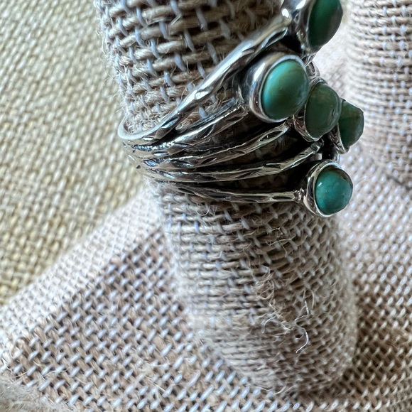 Mohave Turquoise & Sterling Silver Five Stone Ring Size 7 - Picture 6 of 6